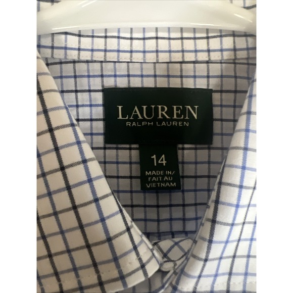 Lauren Ralph Lauren Boys Button Down Shirt Blue White Check Youth size 14 - Picture 3 of 12
